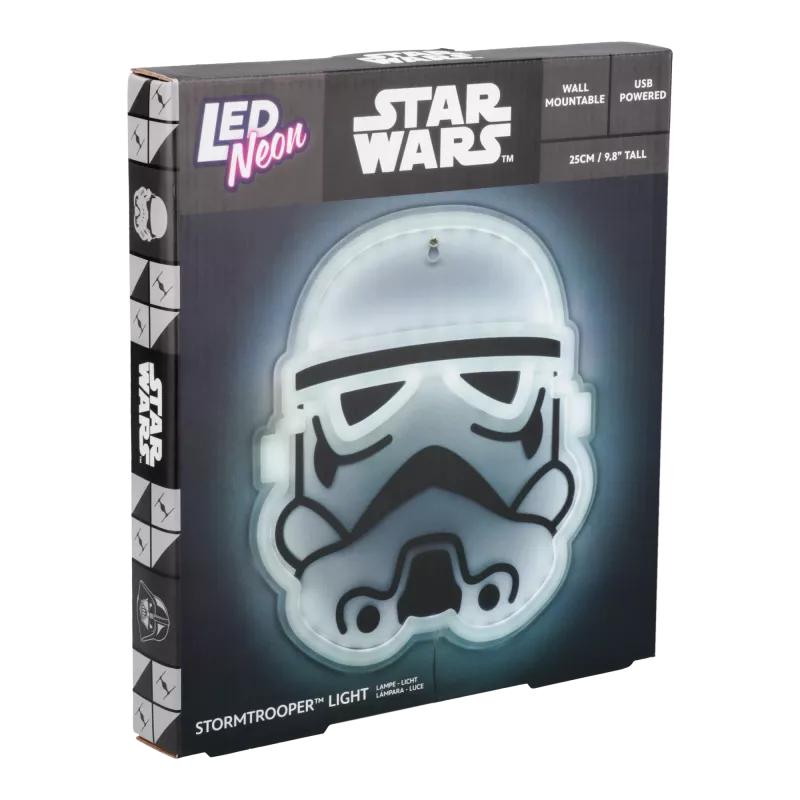 Luce neon LED da parete Paladone Stormtrooper modello PP14595SWVN, illuminazione decorativa Star Wars