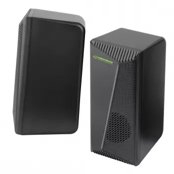 Casse stereo 2.0, 6W, collegamento jack 3.5mm, alimentazione USB, Esperanza Rainbow Nortec 95855, illuminazione RGB, nere