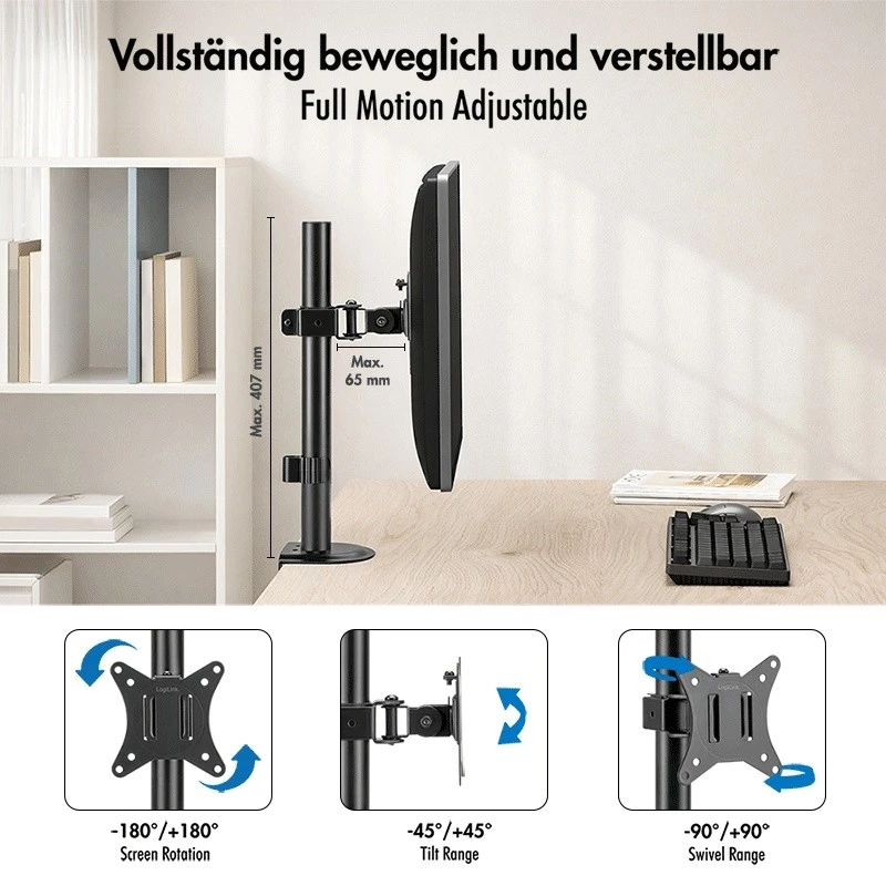 Supporto monitor 17-32, max. 9 kg, nero