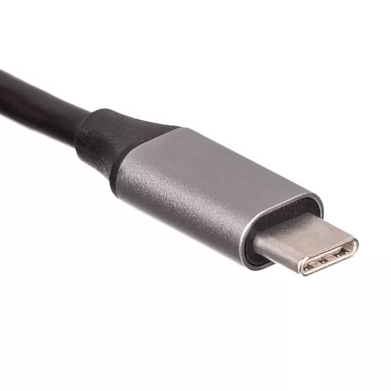 Hub USB-C Akyga AK-AD-66 con 3x USB 3.0 e Gigabit Ethernet, 15 cm, nero