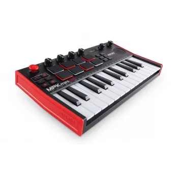 Akai MPK Mini Play MK3 tastiera di controllo MIDI con controller pad, USB, nero/rosso