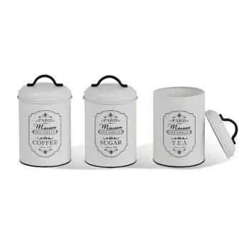 Set contenitori per alimenti Maestro MR-1771 Paris Maison, metallo, nero, 3 pezzi, coperchi inclusi