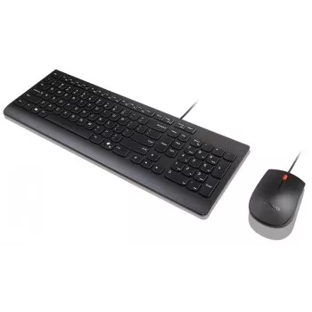 Set tastiera e mouse con filo Lenovo Essential 4X31R64445 — tastiera full-size con filo USB e mouse con filo USB