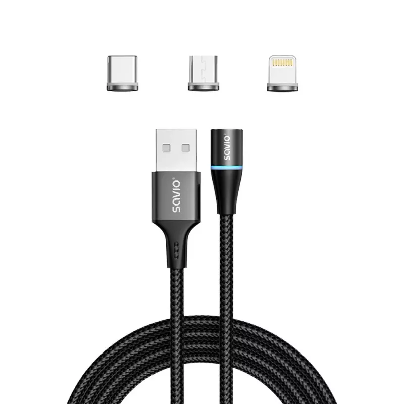 Cavo USB Savio CL-152 1 m USB 2.0 USB C Micro USB A/Lightning nero