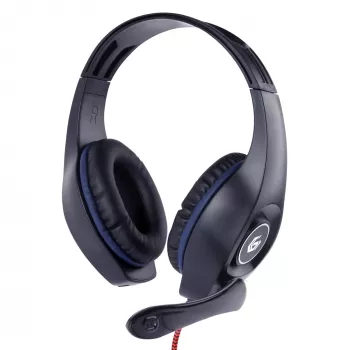 Headset da gaming con filo GEMBIRD GHS-05-B, circumaurale, 20–20000 Hz, cavo da 2 m, 250 g, nero/blu