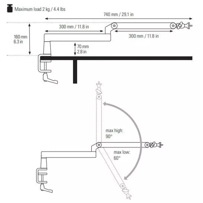 Braccio per microfono Elgato Wave Mic Arm Low Profile — braccio a profilo basso regolabile per studio e streaming