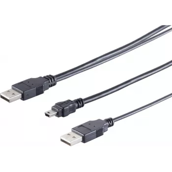 ShiverPeaks 77151 Cavo USB da Mini-B a 2x A a Y, 1 m, nero