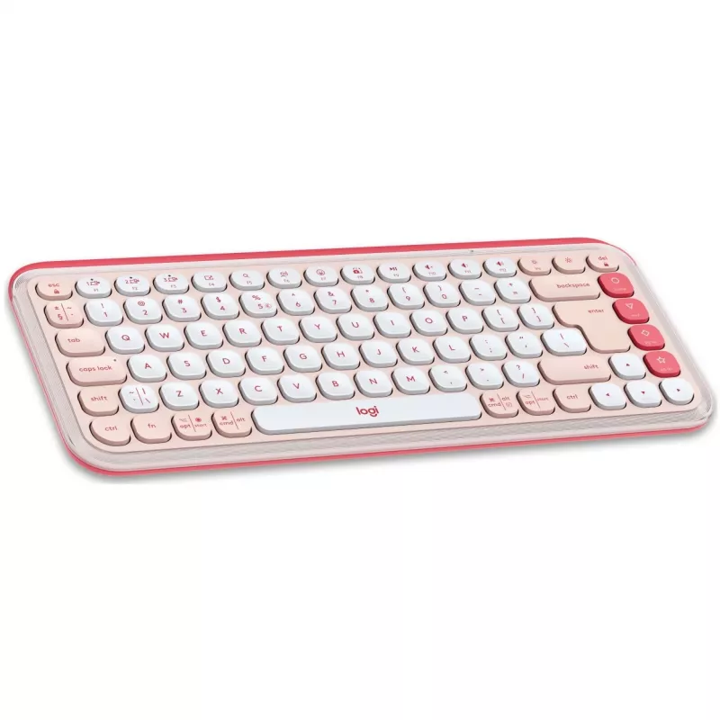Logitech POP Icon Combo - set tastiera e mouse - wireless - Bluetooth LE - QWERTY - US International - rosé, bianco sporco (920-013142)