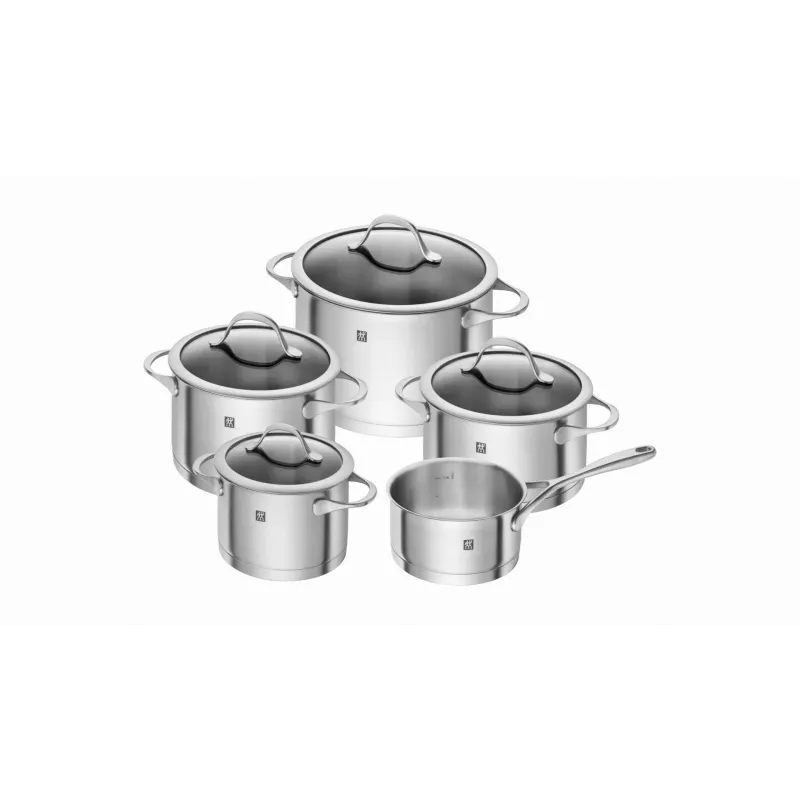 ZWILLING Essence set di pentole in acciaio inox 5 pezzi con coperchi in vetro
