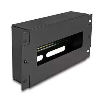 Delock 67320 Barra per interruttori automatici da 10" con copertura e guida DIN, 3U, metallo, nero