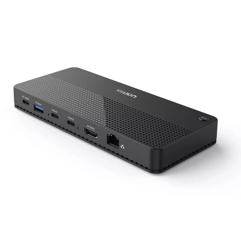 Docking station UNITEK D1079A USB4 con filo nero 100W Power Delivery