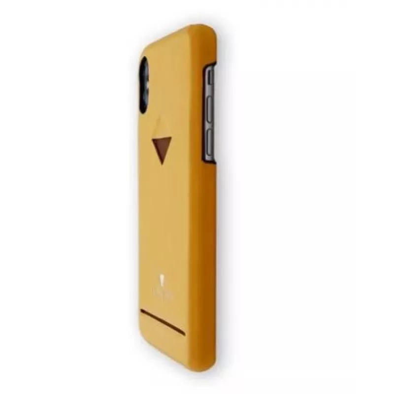 Custodia con porta carte VixFox per iPhone XR, giallo senape, custodia protettiva slim con porta carte