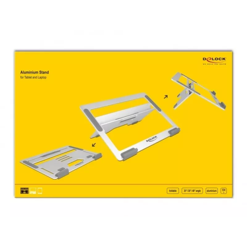 Supporto per laptop DeLOCK 18415 in alluminio design da viaggio portatile