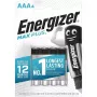 Batteria usa e getta Energizer MAXPLUS AAA confezione da 4, alcalina, 1,5 V, temperatura di esercizio -18–55 °C