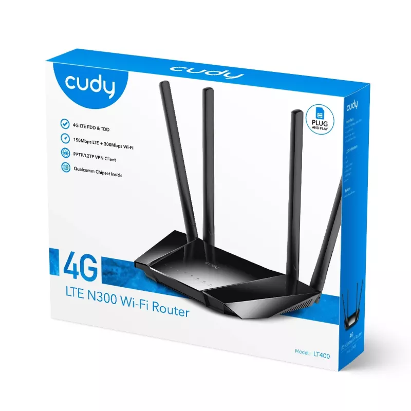 Cudy LT400 router wireless Fast Ethernet Single-band (2.4 GHz) 4G nero