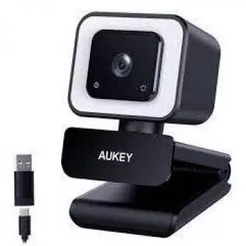 Aukey PC-LM6 Stream Series con ring light Webcam Full HD con sensore 1/3-CMOS nero