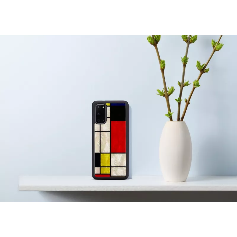 Custodia protettiva iKins per Samsung Galaxy S20, nera design Mondrian