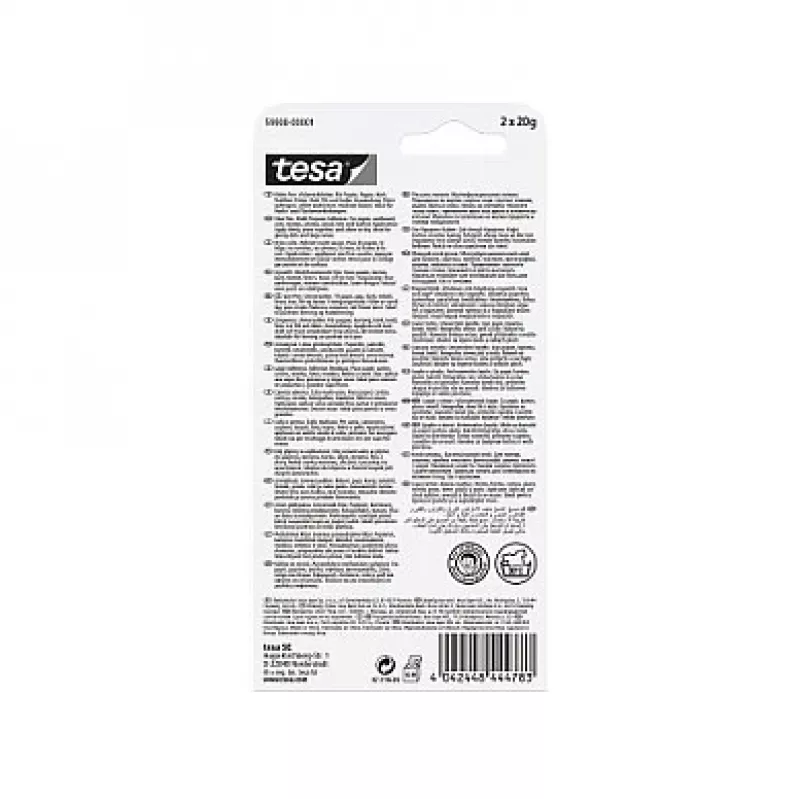 Colla stick Tesa 59908-00001-04, 2 x 20 g colla stick ricaricabile