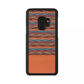 Custodia per smartphone man and wood per Galaxy S9 — motivo a scacchi marroni con bordo nero