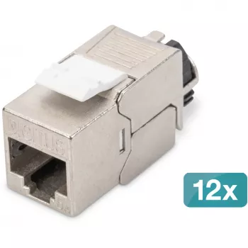 Digitus Modulo Keystone Cat.6A schermato con gestione intelligente dei cavi, 12 pz., argento