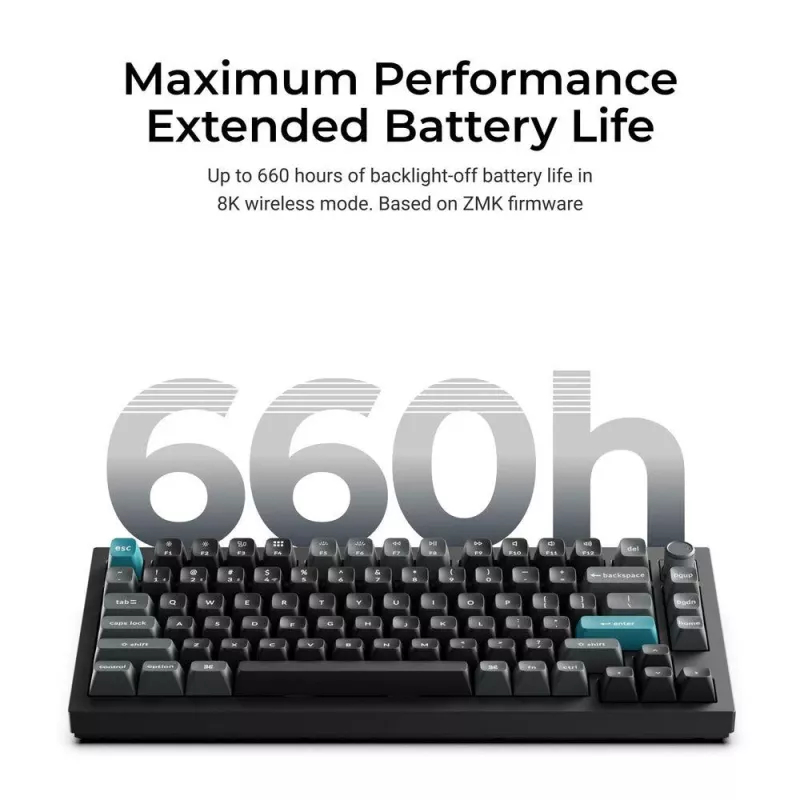 Tastiera meccanica Keychron Q1 Ultra 8K — layout 75%, USB + RF wireless + Bluetooth, RGB, nero