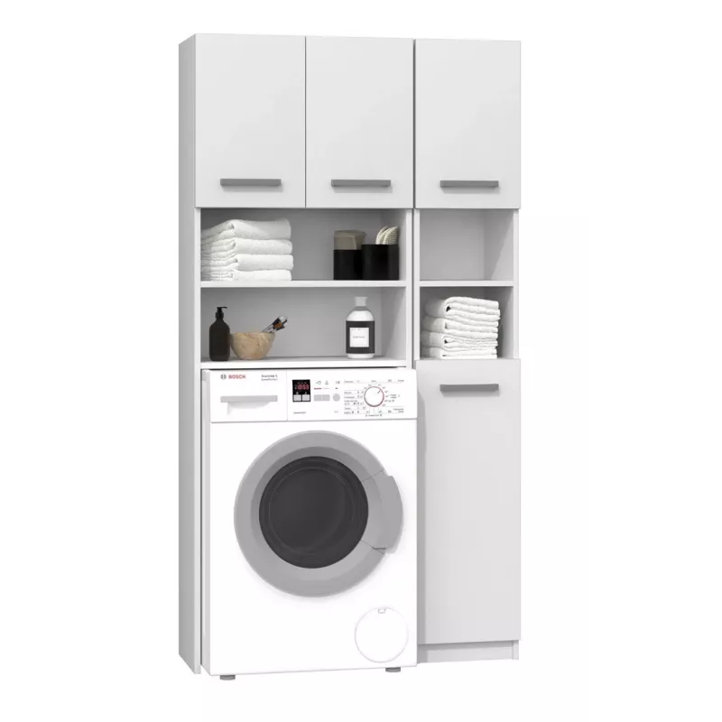 Mobiletto da bagno Top e shop ZESTAW MARPOL BIEL — freestanding, struttura bianca, 10 ripiani