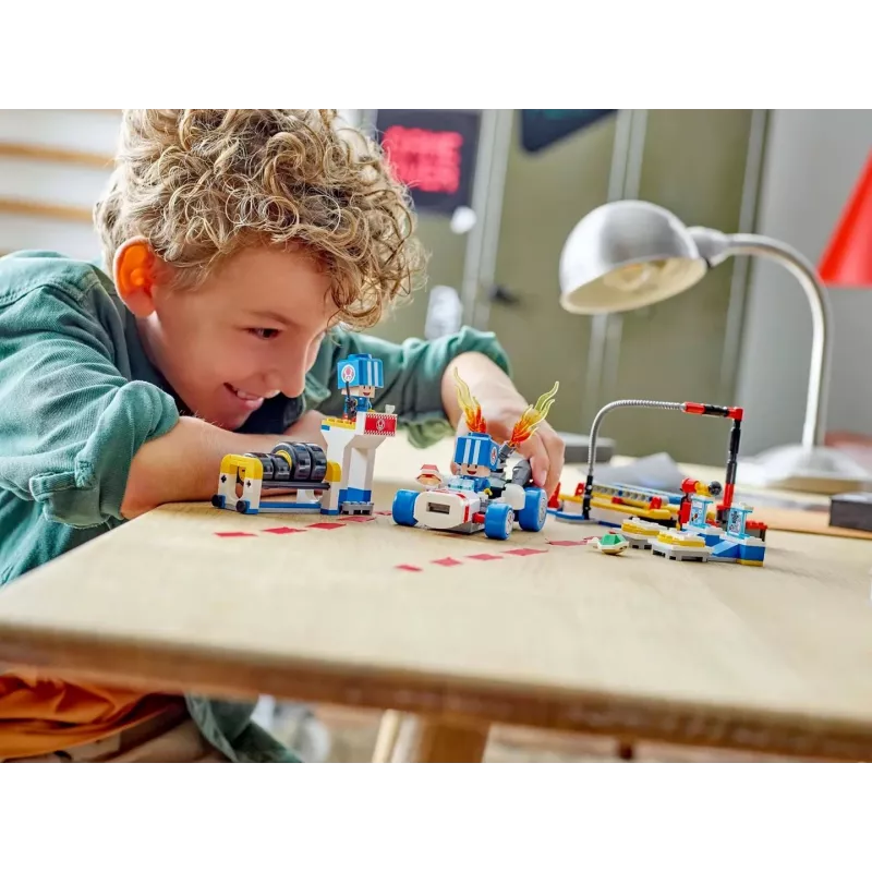 Giocattolo da costruzione set LEGO 72035 Super Mario Mario Kart officina di Toad, livelli interattivi e personaggi