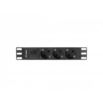 Lanberg PDU-03E-0200-BK unità di distribuzione dell'alimentazione (PDU) 3 uscite AC 1U nero