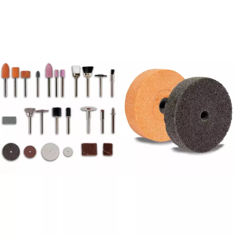 Levigatrice da banco TC-XG 75 Kit (rosso/nero, 150 Watt, ampio set di accessori per lucidatura e levigatura)