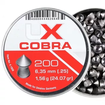 Pallini Diabolo UMAREX Pointed Ribbed Shot Cobra 6,35 mm, 1,56 g, argento, 200 pezzi