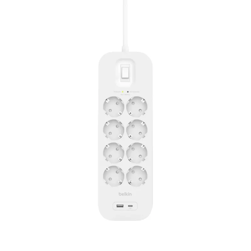 SurgePlus 8x presa Schuko 1xUSB-A 1xUSB-C 900J 2 m