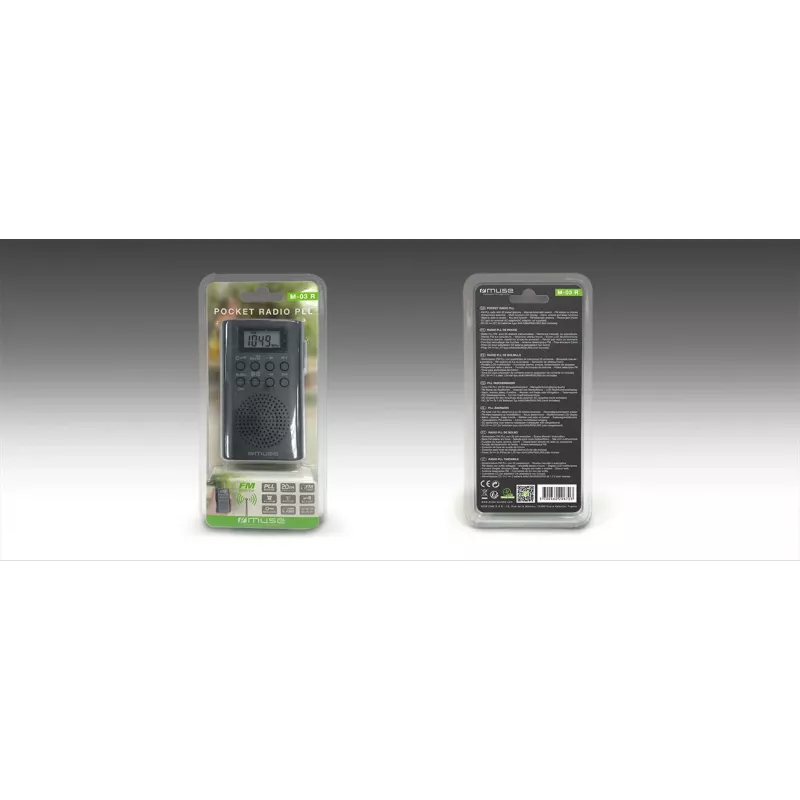 Radio portatile Muse M-03 R con sintonia FM-PLL, display LCD, antenna esterna, nero
