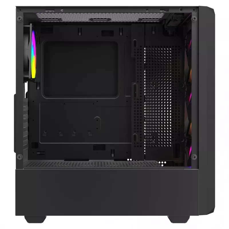 Savio Noctis Glass RGB Cube case per PC, ATX/Micro-ATX/Mini-ITX, frontale in vetro temperato, ventole RGB, nero