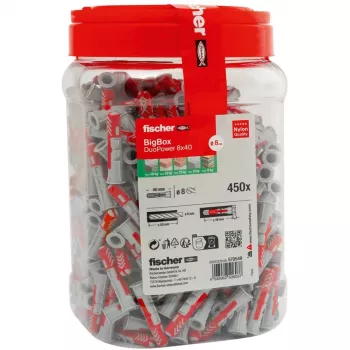 fischer Tassello DUOPOWER 8x40 BigBox grigio chiaro/rosso 450 pezzi richiudibile (570549)