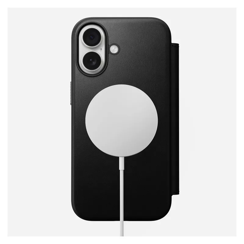 Custodia folio per smartphone Nomad Modern Leather Folio per Apple, per schermi fino a 16 cm (6,3 pollici), nero