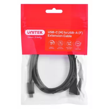 Adattatore cavo Unitek (C476BK-1M) USB-C (M) - USB-A (F) 10Gbps 60 W