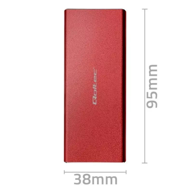 Case per SSD QOLTEC 51831 USB 3.0 per unità M.2 SATA fino a 2 TB, rosso, supporta lunghezza 30 mm, fino a 4 unità