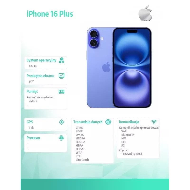 iPhone 16 Plus 256GB - ultramarine