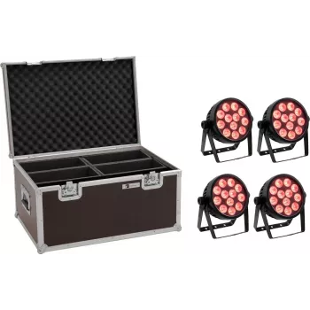 LED-Spotlight EUROLITE 7C-12 Silent sottile 4x con valigetta – kit compatto da 4