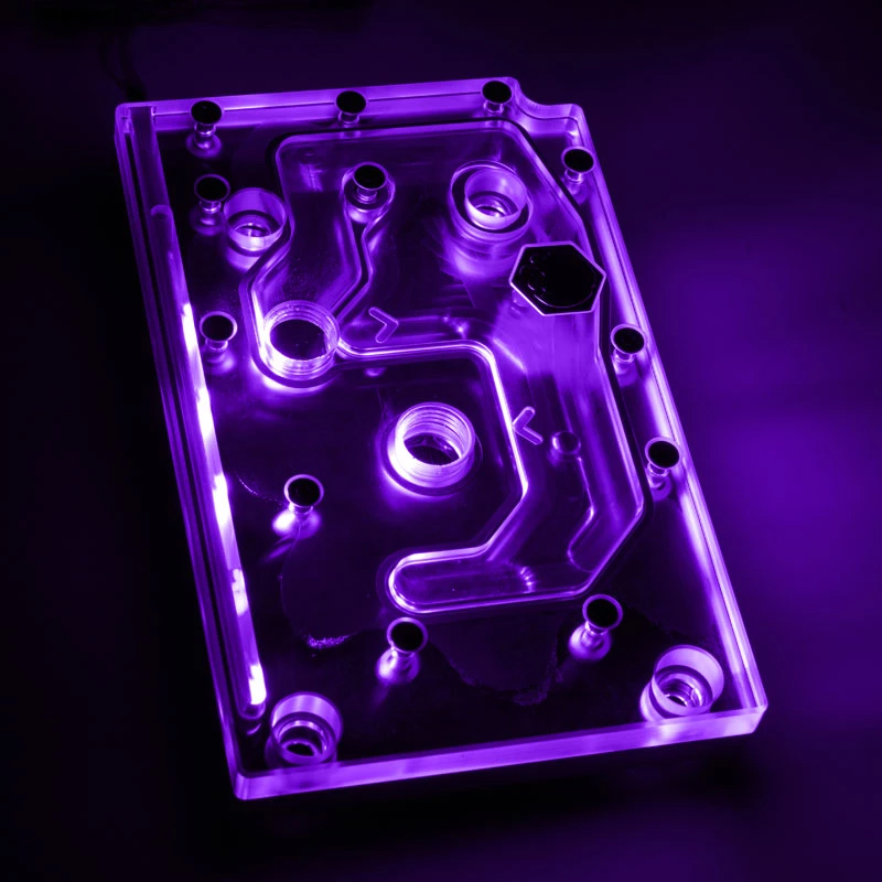 Water block BitsPower Monoblock per ASRock X399M Taichi RGB, acrilico/rame, nichelato, 90×142×29,1 mm