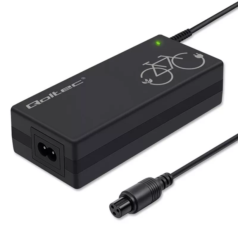 Caricabatterie per e-bike QOLTEC 36V–42V 2A con connettore GX12 3 pin