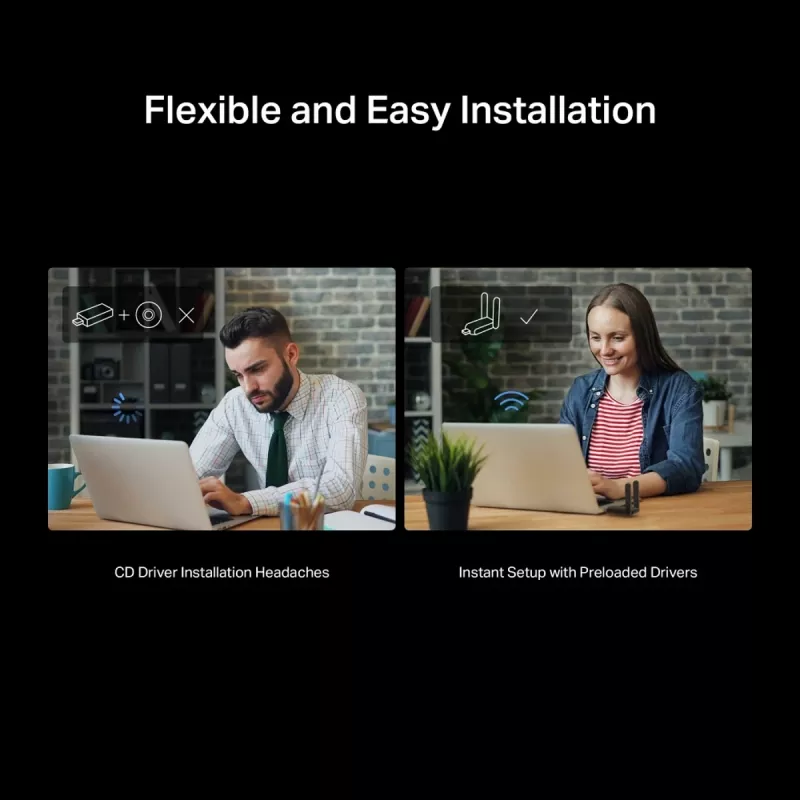 Adattatore USB wireless MERCUSYS MA37BEH — High-Gain Wi-Fi 7 (BE6500) compatibilità USB-C/USB-A