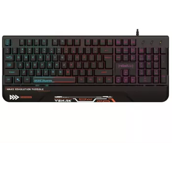Rebeltec SHARK tastiera gaming a dimensioni standard, RGB, poggiapolsi integrato, impermeabile