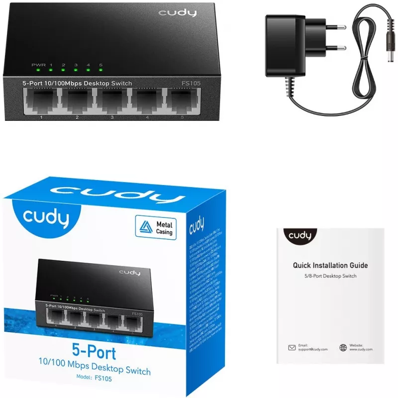 Switch unmanaged Cudy FS105 5 porte Fast Ethernet 10/100 nero