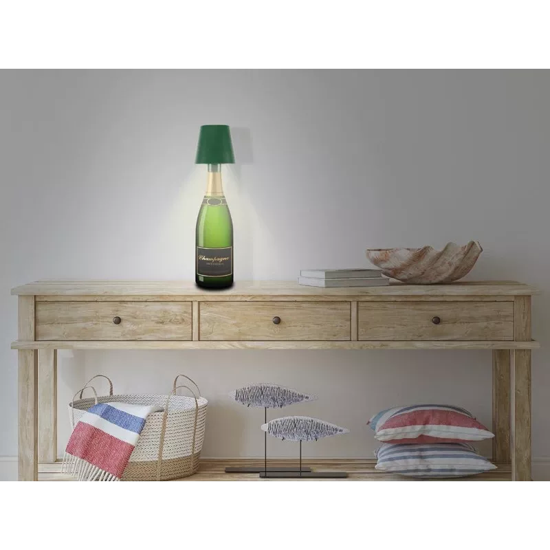 Beper P201UTP115 lampada da tavolo LED ricaricabile, 1,5 W, interruttore touch, dimmerabile, adattatore per bottiglia da 33 mm, resistente all'acqua, verde