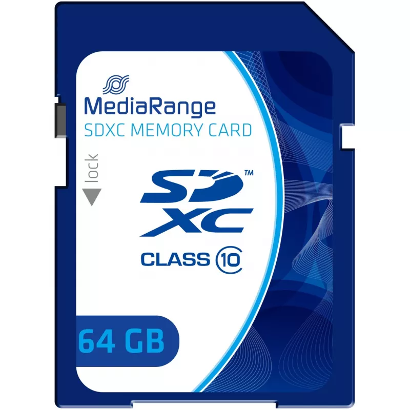 MediaRange - Scheda di memoria flash - 64GB - Class 10 - SDXC - Blu (MR965)