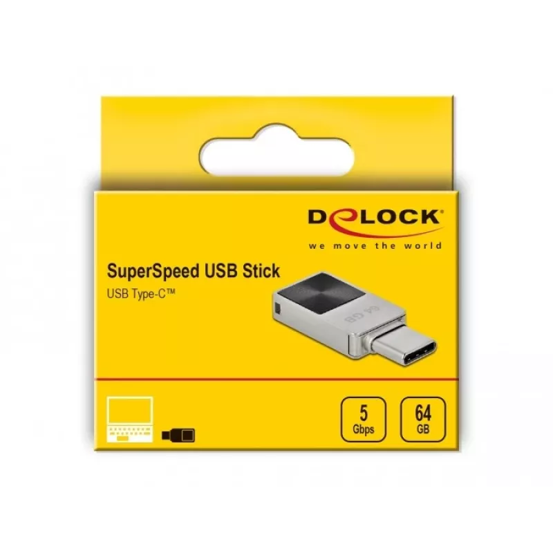 Chiavetta USB DeLOCK 64 GB USB-C 3.2 Gen 1 mini case in metallo