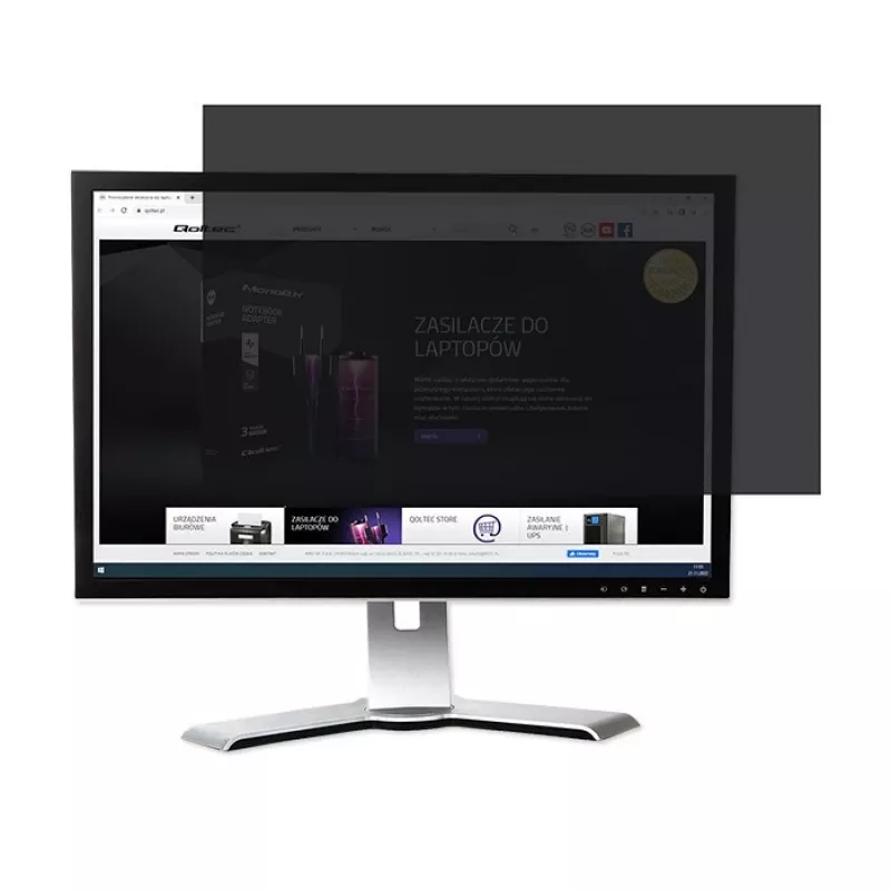 Filtro privacy Qoltec GDPR 23 | 16:9 | Eye Care | Panoramic