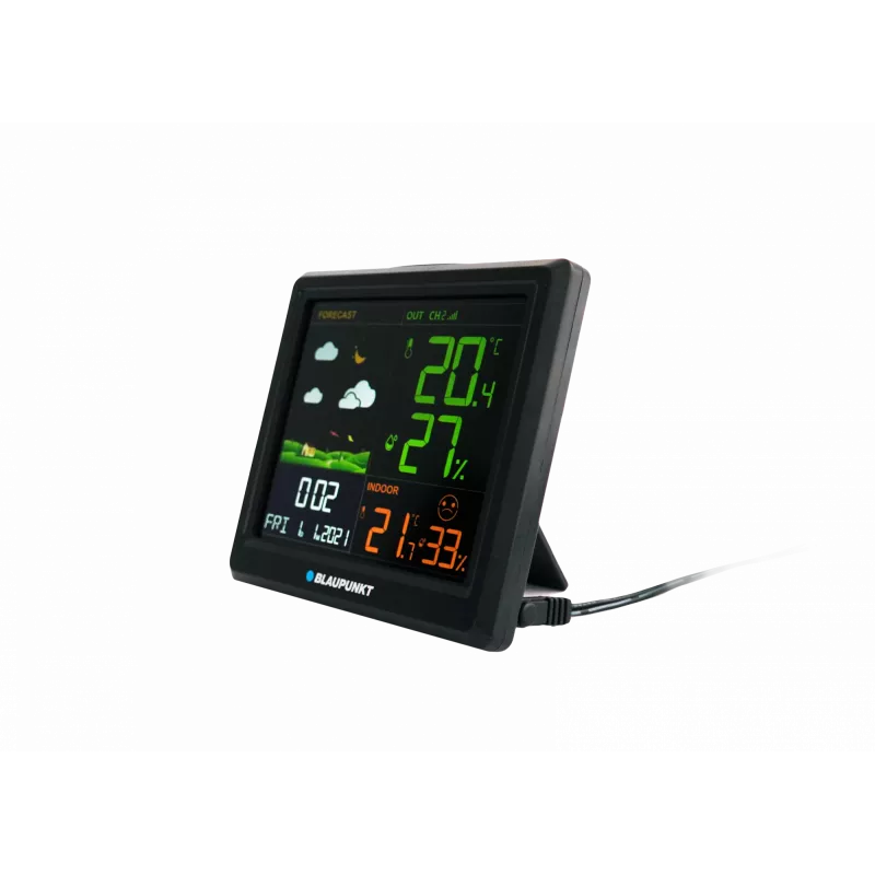 Stazione meteo BLAUPUNKT WS25BK — Monitor per temperatura e umidità interna/esterna, nero, 1 sensore, display LCD