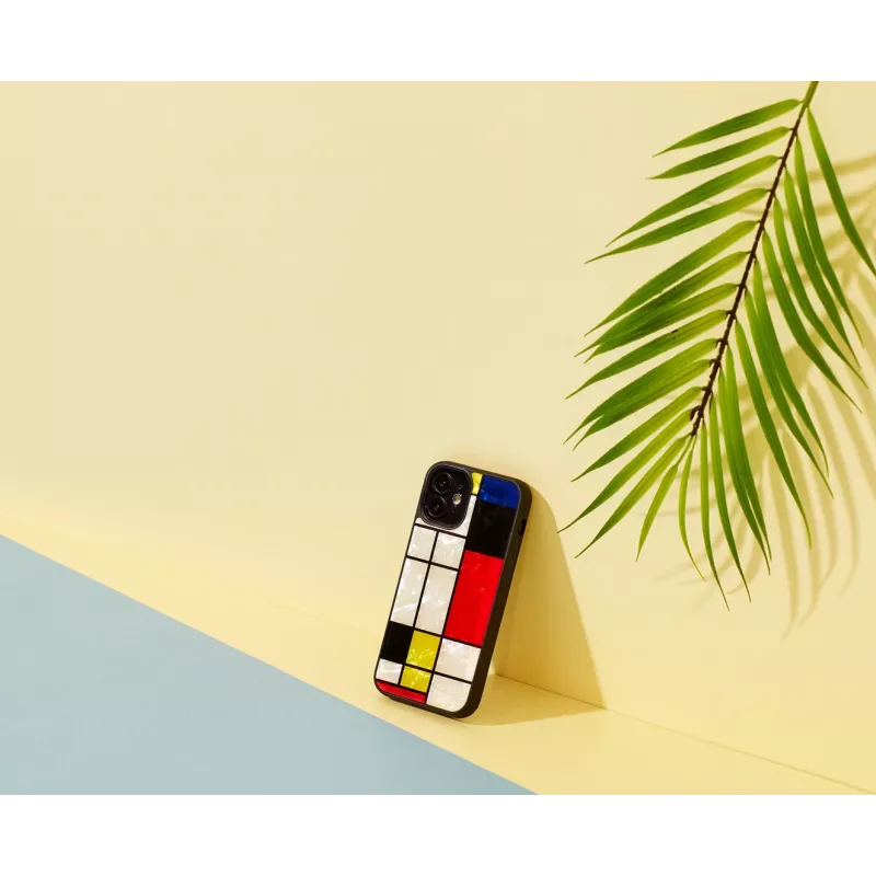 Custodia protettiva iKins per Apple iPhone 12 mini – design nero Mondrian